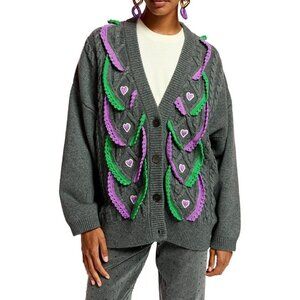 ESSENTIEL ANTWERP Elk Oversized Wool Cardigan, Size M, Gray, New with tag,